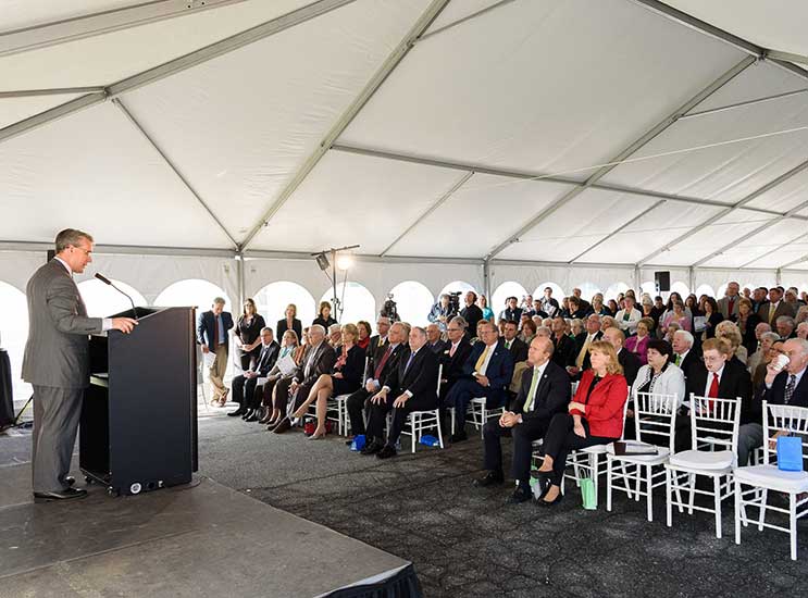 Tents, staging, lighting, and generators were provided for the FMH groundbreaking