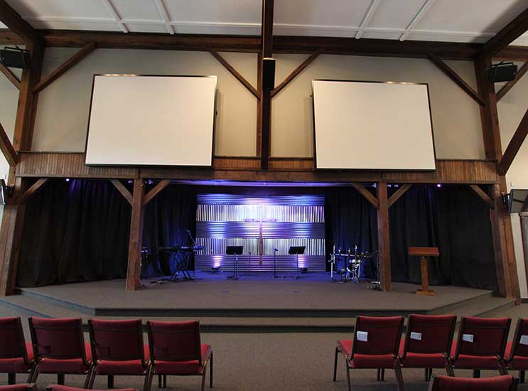 The sanctuary in the New Life Church in Frederick.