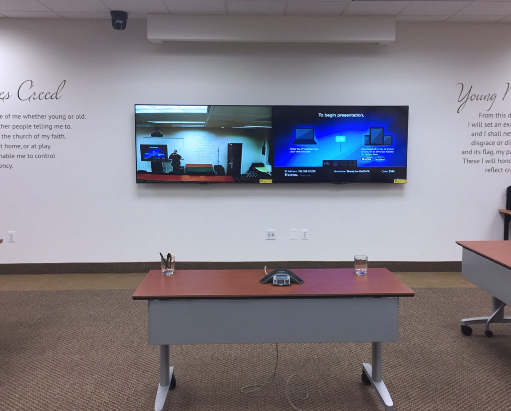 Displays and videoconferencing technology at the Young Marines Headquarters.