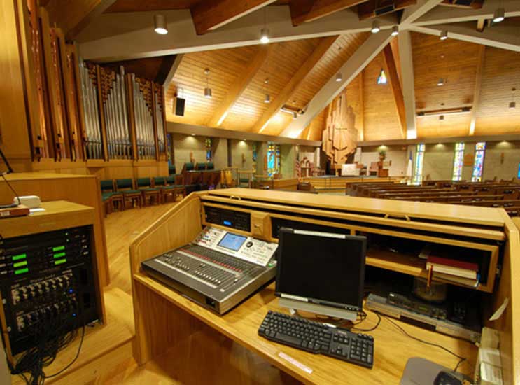 Church sound board in place