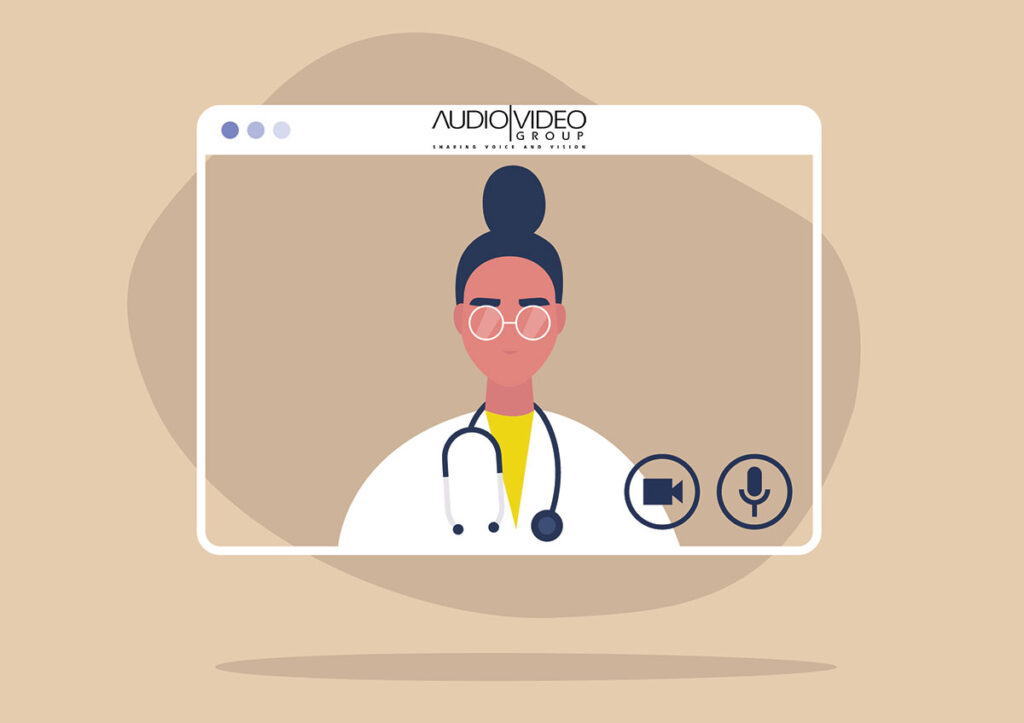 Cartoon of a doctor using AV solutions