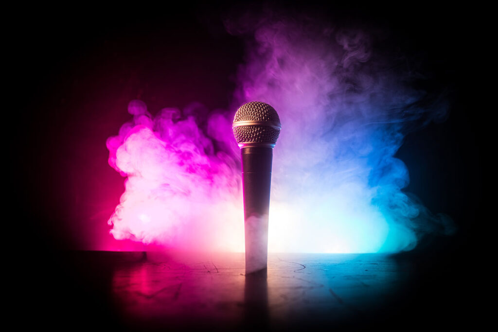 Microphones with a highlighted background