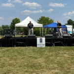 AV equipment being used at an outdoor event.